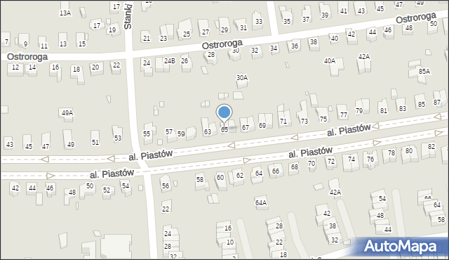 Wrocław, Aleja Piastów, 65, mapa Wrocławia
