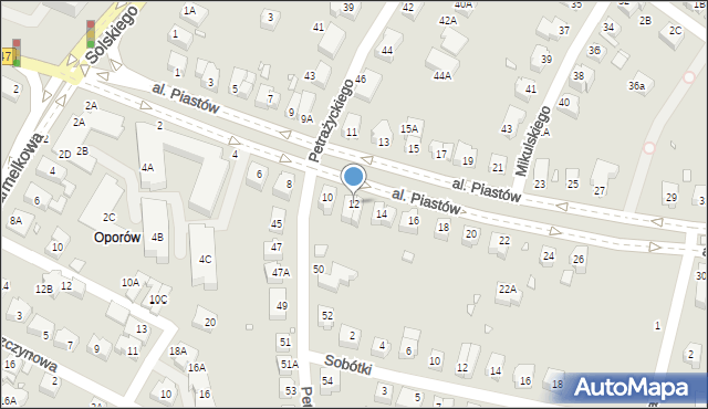 Wrocław, Aleja Piastów, 12, mapa Wrocławia