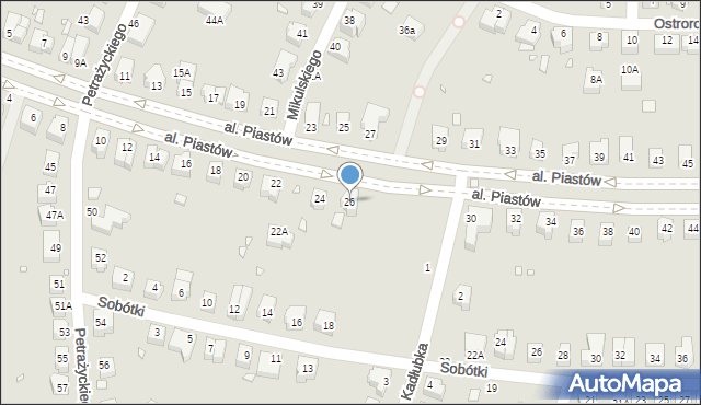 Wrocław, Aleja Piastów, 26, mapa Wrocławia