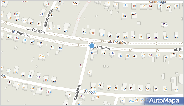 Wrocław, Aleja Piastów, 30, mapa Wrocławia