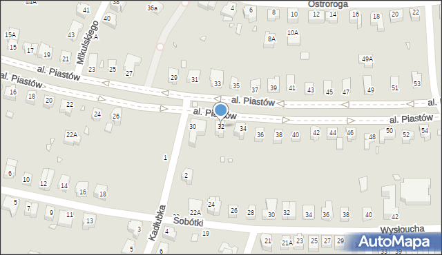 Wrocław, Aleja Piastów, 32, mapa Wrocławia