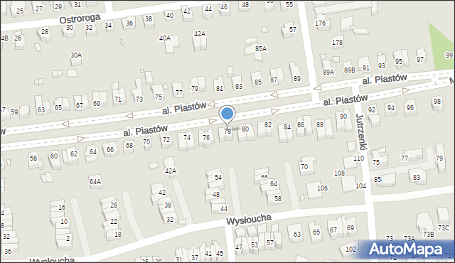 Wrocław, Aleja Piastów, 78, mapa Wrocławia