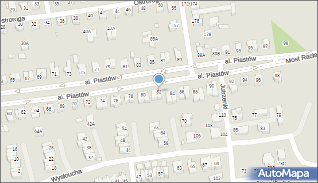 Wrocław, Aleja Piastów, 82, mapa Wrocławia