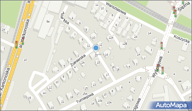 Wrocław, Aliancka, 13, mapa Wrocławia