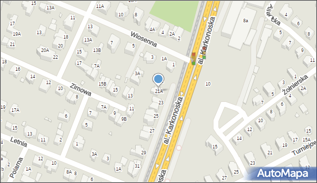 Wrocław, Aleja Karkonoska, 21A, mapa Wrocławia