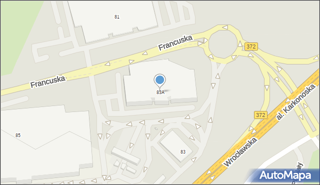 Wrocław, Aleja Karkonoska, 83A, mapa Wrocławia