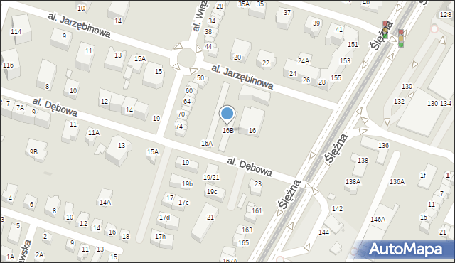 Wrocław, Aleja Dębowa, 16B, mapa Wrocławia