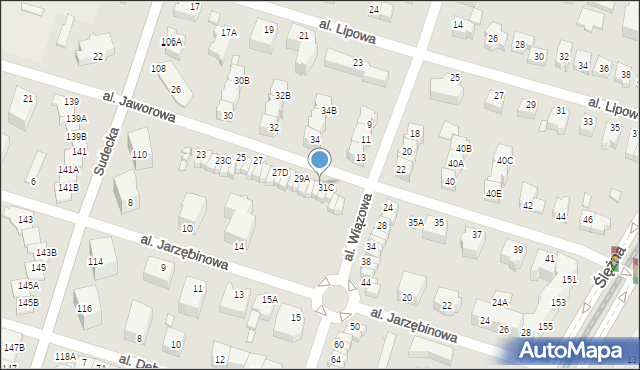 Wrocław, Aleja Jaworowa, 31B, mapa Wrocławia