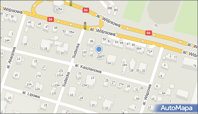 Wrocław, Aleja Kasztanowa, 22A, mapa Wrocławia