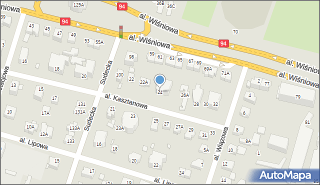 Wrocław, Aleja Kasztanowa, 24, mapa Wrocławia