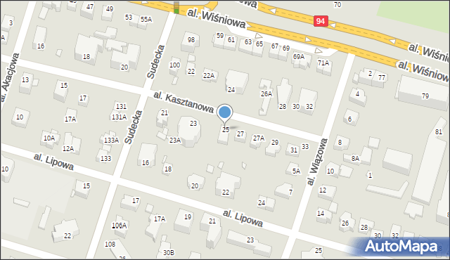 Wrocław, Aleja Kasztanowa, 25, mapa Wrocławia