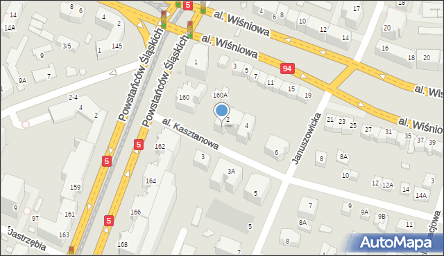 Wrocław, Aleja Kasztanowa, 2A, mapa Wrocławia