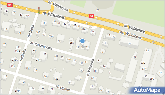 Wrocław, Aleja Kasztanowa, 30, mapa Wrocławia