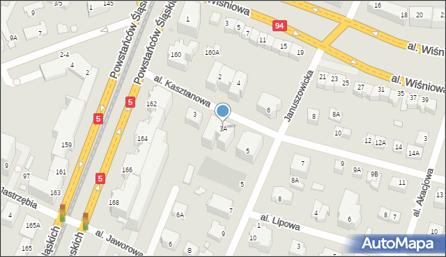 Wrocław, Aleja Kasztanowa, 3A, mapa Wrocławia