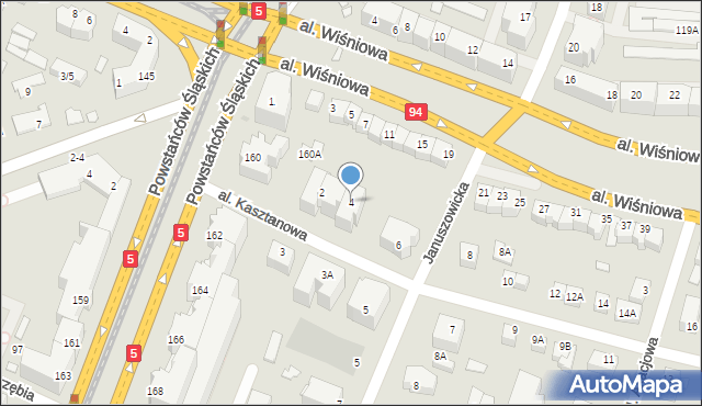 Wrocław, Aleja Kasztanowa, 4, mapa Wrocławia