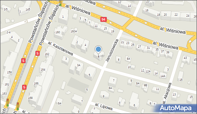 Wrocław, Aleja Kasztanowa, 6, mapa Wrocławia