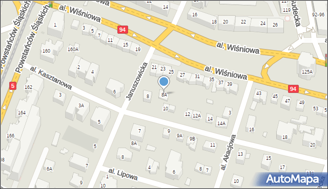 Wrocław, Aleja Kasztanowa, 8A, mapa Wrocławia