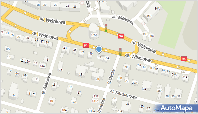 Wrocław, Aleja Wiśniowa, 53, mapa Wrocławia