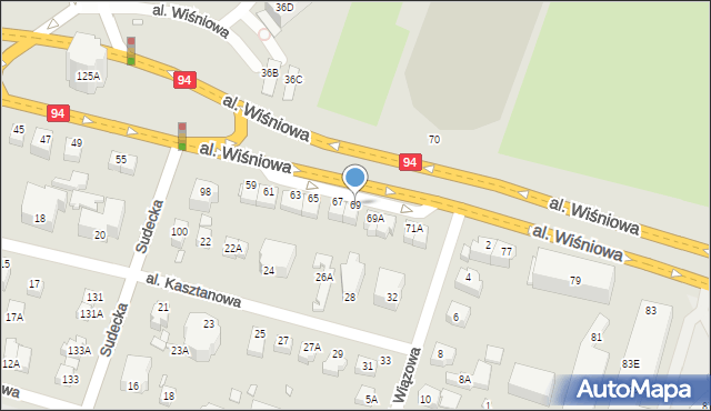 Wrocław, Aleja Wiśniowa, 69, mapa Wrocławia