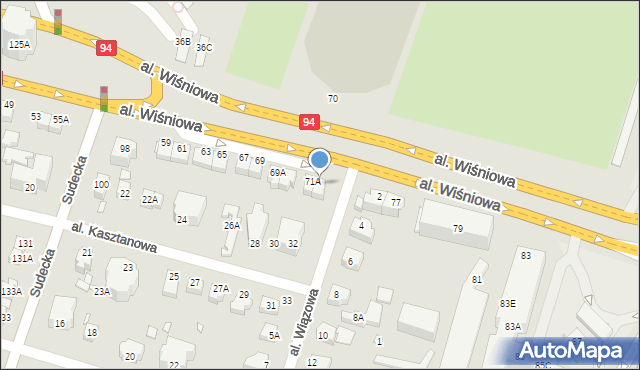 Wrocław, Aleja Wiśniowa, 73, mapa Wrocławia