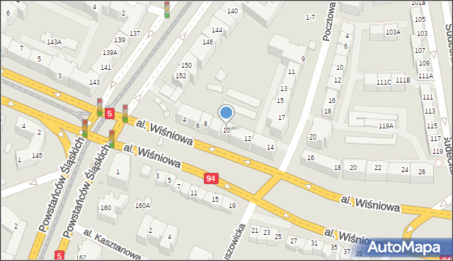 Wrocław, Aleja Wiśniowa, 10, mapa Wrocławia
