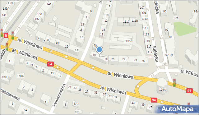 Wrocław, Aleja Wiśniowa, 18A, mapa Wrocławia