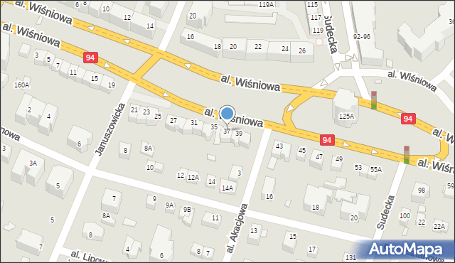 Wrocław, Aleja Wiśniowa, 37, mapa Wrocławia