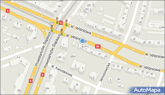 Wrocław, Aleja Wiśniowa, 5, mapa Wrocławia
