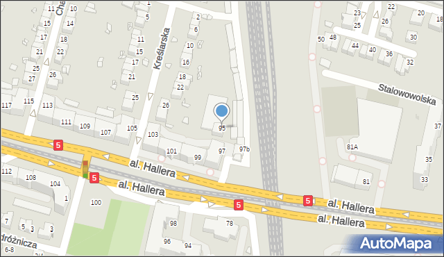 Wrocław, Aleja Hallera Józefa, gen., 95, mapa Wrocławia