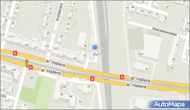 Wrocław, Aleja Hallera Józefa, gen., 97b, mapa Wrocławia