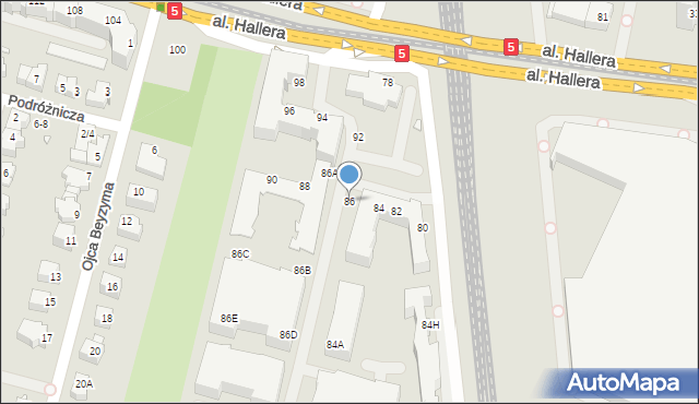 Wrocław, Aleja Hallera Józefa, gen., 86, mapa Wrocławia