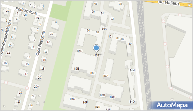 Wrocław, Aleja Hallera Józefa, gen., 86B, mapa Wrocławia