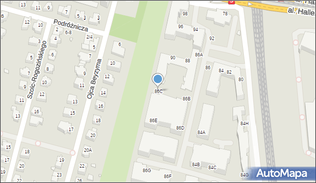 Wrocław, Aleja Hallera Józefa, gen., 86C, mapa Wrocławia