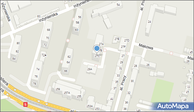 Wrocław, Aleja Pracy, 27C, mapa Wrocławia