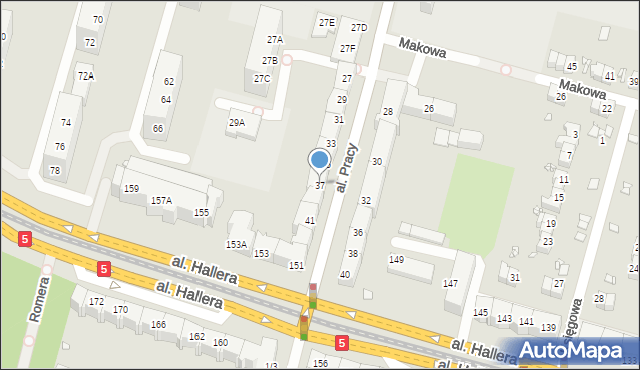 Wrocław, Aleja Pracy, 37, mapa Wrocławia