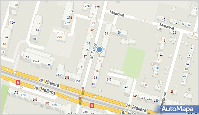 Wrocław, Aleja Pracy, 32/34, mapa Wrocławia