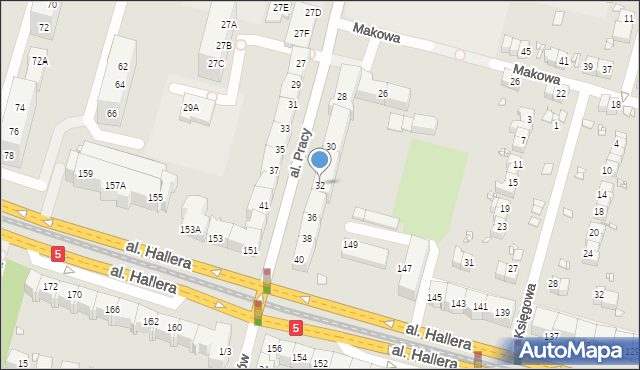 Wrocław, Aleja Pracy, 32, mapa Wrocławia