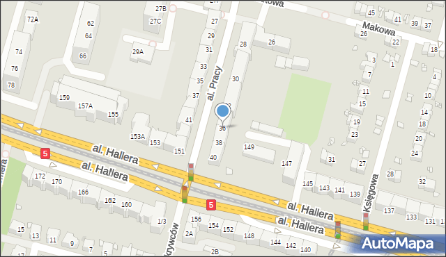 Wrocław, Aleja Pracy, 36, mapa Wrocławia