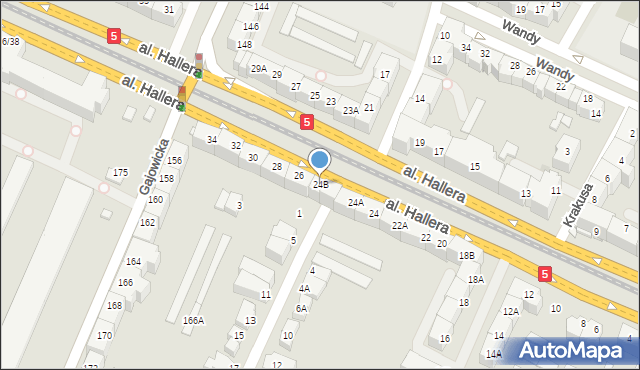 Wrocław, Aleja Hallera Józefa, gen., 24B, mapa Wrocławia