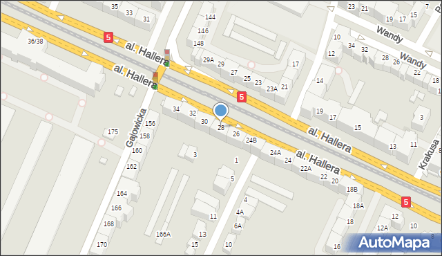 Wrocław, Aleja Hallera Józefa, gen., 28, mapa Wrocławia