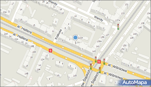 Wrocław, Aleja Hallera Józefa, gen., 5, mapa Wrocławia