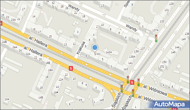 Wrocław, Aleja Hallera Józefa, gen., 7, mapa Wrocławia