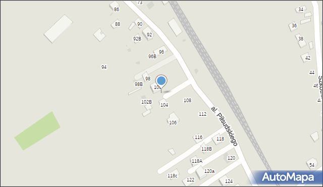 Żabno, Aleja Piłsudskiego Józefa, marsz., 102, mapa Żabno