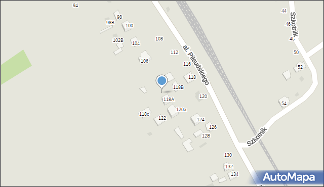 Żabno, Aleja Piłsudskiego Józefa, marsz., 118AB, mapa Żabno