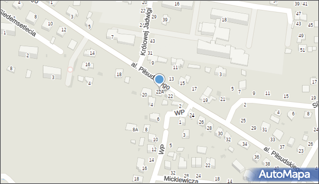 Żabno, Aleja Piłsudskiego Józefa, marsz., 22A, mapa Żabno