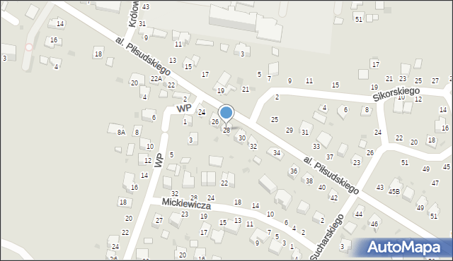 Żabno, Aleja Piłsudskiego Józefa, marsz., 28, mapa Żabno