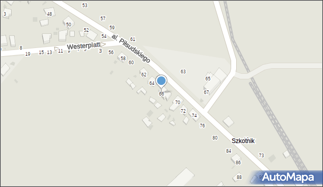 Żabno, Aleja Piłsudskiego Józefa, marsz., 66, mapa Żabno