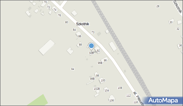 Żabno, Aleja Piłsudskiego Józefa, marsz., 92B, mapa Żabno
