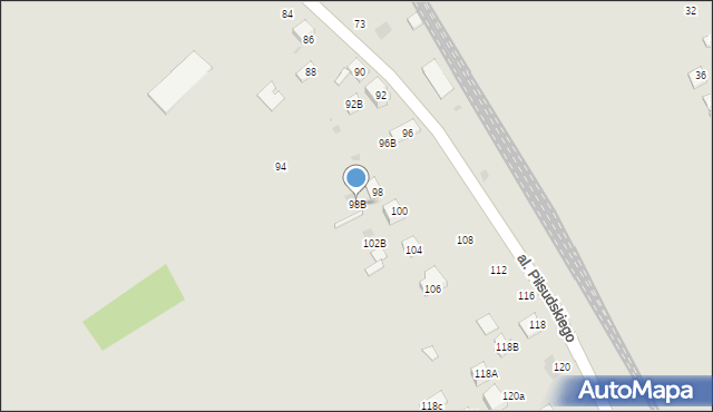Żabno, Aleja Piłsudskiego Józefa, marsz., 98B, mapa Żabno