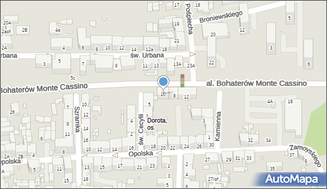 Zabrze, Aleja Bohaterów Monte Cassino, 10, mapa Zabrza
